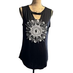 Shiela Rose Black Sleeveless Graphic Tank Tee Brand New Size XL